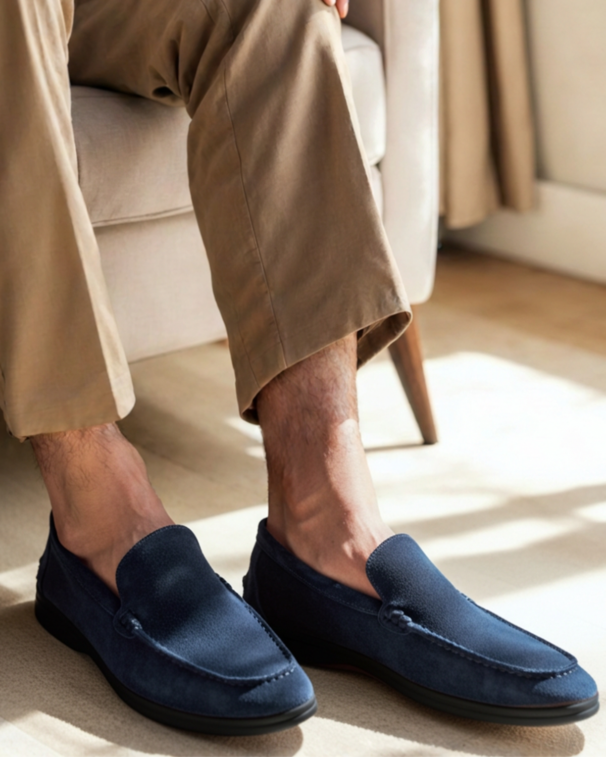 Premium Wildleder-Loafer – Schwarze Sohlen